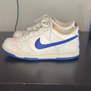 Nike White Sneakers with Blue Swoosh